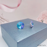 S925 Sterling Silver Multi Faceted 12MM Round Crystal Studs - 8 Options