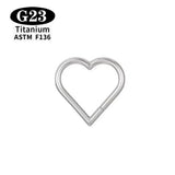 G23 Titanium Heart Nose/Ear Body Hoop - 2 Sizes - 13 Options