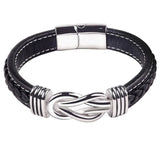 Stainless Steel To My Son Forever Linked Leather Bracelet Optional Box