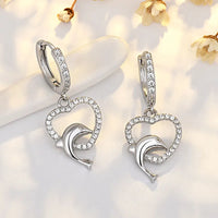 925 Sterling Silver Hoop Heart Dolphin Earrings - 3 Colours