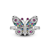 925 Sterling Silver Colourful Butterfly Ring