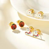 Stainless Steel Cute Gold Plated Stud Earrings - 3 Options