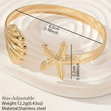Stainless Steel Chunky Shell/Starfish Open Bracelet - 2 Colours