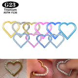 G23 Titanium Heart Nose/Ear Body Hoop - 2 Sizes - 13 Options