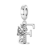 925 Sterling Silver CZ Butterfly/Letter Hanging Charm