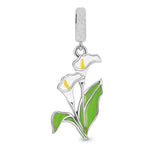 925 Sterling Silver Flower Hanging Charm - 17 Options