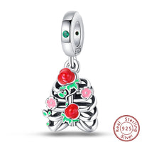 925 Sterling Silver Floral Ribs Charm