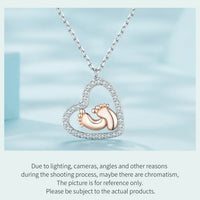 925 Sterling Silver Heart Footprint Necklace
