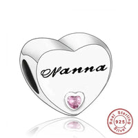 925 Silver Pink CZ Family Heart Charm - 50 Options