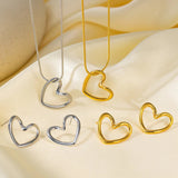 Stainless Steel Hollow Distorted Heart Earrings/Necklace Set
