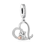 925 Silver Love You Forever Dog Hanging Charm - 33 Options