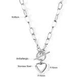 Stainless Steel Heart Shaped Pendant Necklace - 33 Options