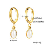 Stainless Steel Pearl Effect Inlay Earrings - 6 Options