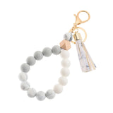 Fashion Silicone Beaded Tassel Keychain - 9 Options