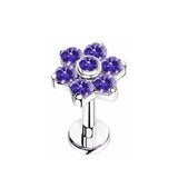 Titanium Purple Flower Zirconia Body Piercing Stud - 11 Sizes