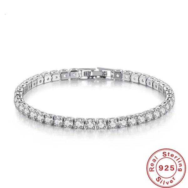 S925 Sterling Silver Bracelet Zirconia Tennis Bracelet 4mm 16-20cm