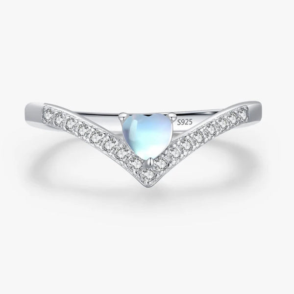 925 Sterling Silver Moonstone Wishbone Ring