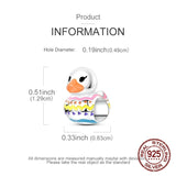 925 Sterling Silver Colourful Patterned Duck Charm