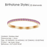 Stainless Steel Birthstone Crystal Eternity Ring - 2 Options