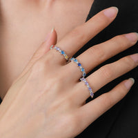 925 Sterling Silver Sea Blue CZ Heart Ring