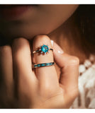 925 Sterling Silver Paraiba Zirconia Ring - 2 Designs