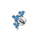 Titanium Blue Circles Zirconia Ear Stud Body Jewellery - 11 Sizes