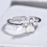 Fashion Created Opal/CZ Paw Ring - 3 Colours