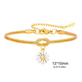 Stainless Steel Flower Knot Double Snake Chain Bracelet - 10 Options