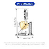 925 Sterling Silver CZ Number Heart Hanging Charm - 24 Options