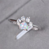 Fashion Created Opal/CZ Paw Ring - 3 Colours