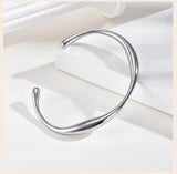 Stainless Steel Minimalist Open Cuff Bangle - 2 Colours