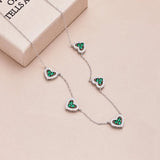 925 Sterling Silver 5 Hearts Studded Necklace - 4 Options