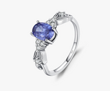 925 Sterling Silver Vintage Style CZ Tanzanite Colour Ring