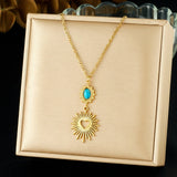 Stainless Steel Golden Turquoise Necklace - 4 Options