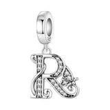925 Sterling Silver CZ Butterfly/Letter Hanging Charm
