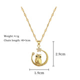 Stainless Steel Crescent Moon/Owl CZ Necklace