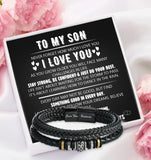 Stainless Steel Love You Forever Pleather Bracelet (Optional Box)