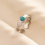 Stainless Steel Turquoise Colour Open Ring - 56 Options
