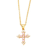 Fashion Gold Plated Crystal Cross Necklace - 6 Options