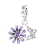 925 Sterling Silver Flower/Leaf Themed Hanging Charm - 25 Options