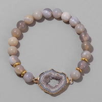 Handmade Natural Druzy Quartz Crystal Bracelet - 5 Options