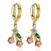 925 Sterling Silver Cherry Hoop Earrings - 2 Colours
