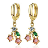 925 Sterling Silver Cherry Hoop Earrings - 2 Colours