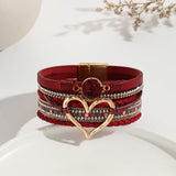 Multi Strand Leather Wrap Resin Boho Bracelet - 15 Colours