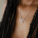 Stainless Steel Simple Horse Hollow Metal Pendant Necklace - 3 Colours - 6 Lengths