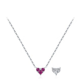 925 Sterling Silver Birthstone Heart Necklace - 12 Options