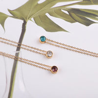Stainless Steel Round Birthstone Pendant Necklace - 2 Colours - 12 Options