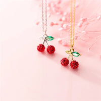925 Sterling Silver Red Cherry Necklace - 2 Colours