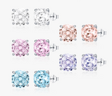 925 Sterling Silver Rose Cut Cubic Zirconia Stud Earrings - 10 Colours