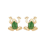 Fashion Natural Agate Semi-Precious Frog Studs